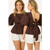 Jill blouse met open achterkant | Bruin