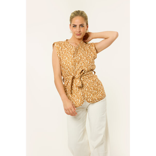 Bloemen Gilet | Oker Geel