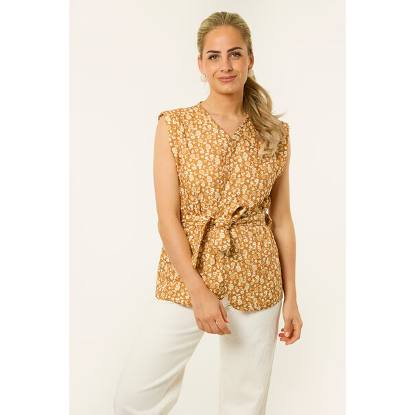 Bloemen Gilet | Oker Geel
