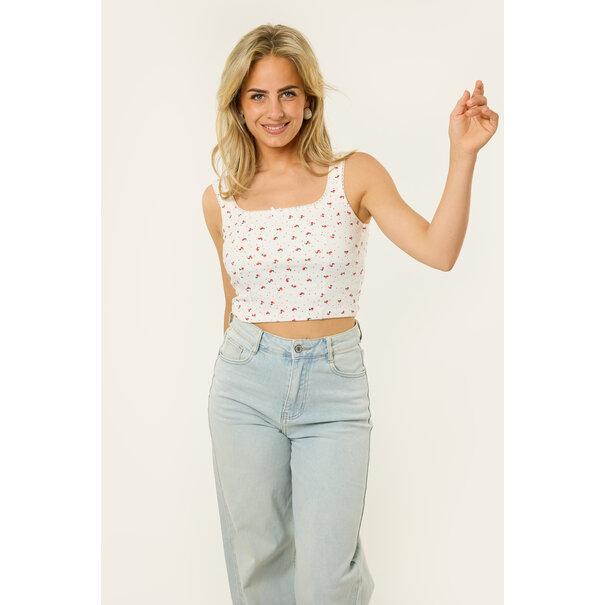 Top met Kersjes | Wit
