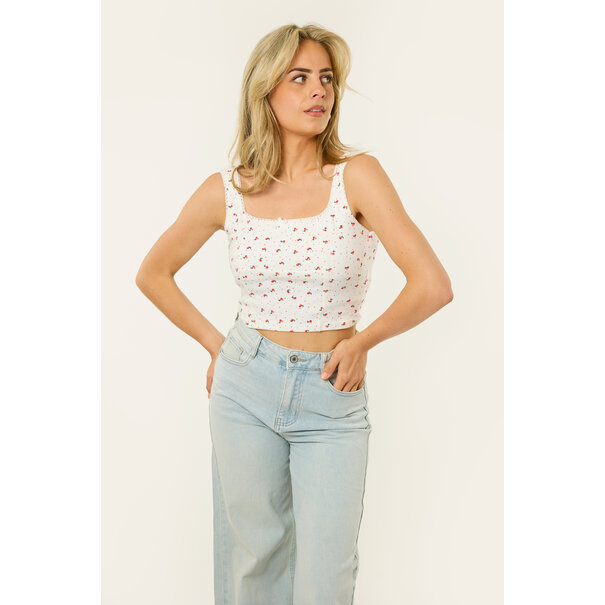 Top met Kersjes | Wit