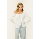 Top met schuine knoopjes | Wit