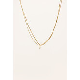 Ketting dubbel met parel | Goud