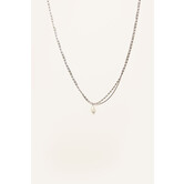 Ketting dubbel met parel | Zilver