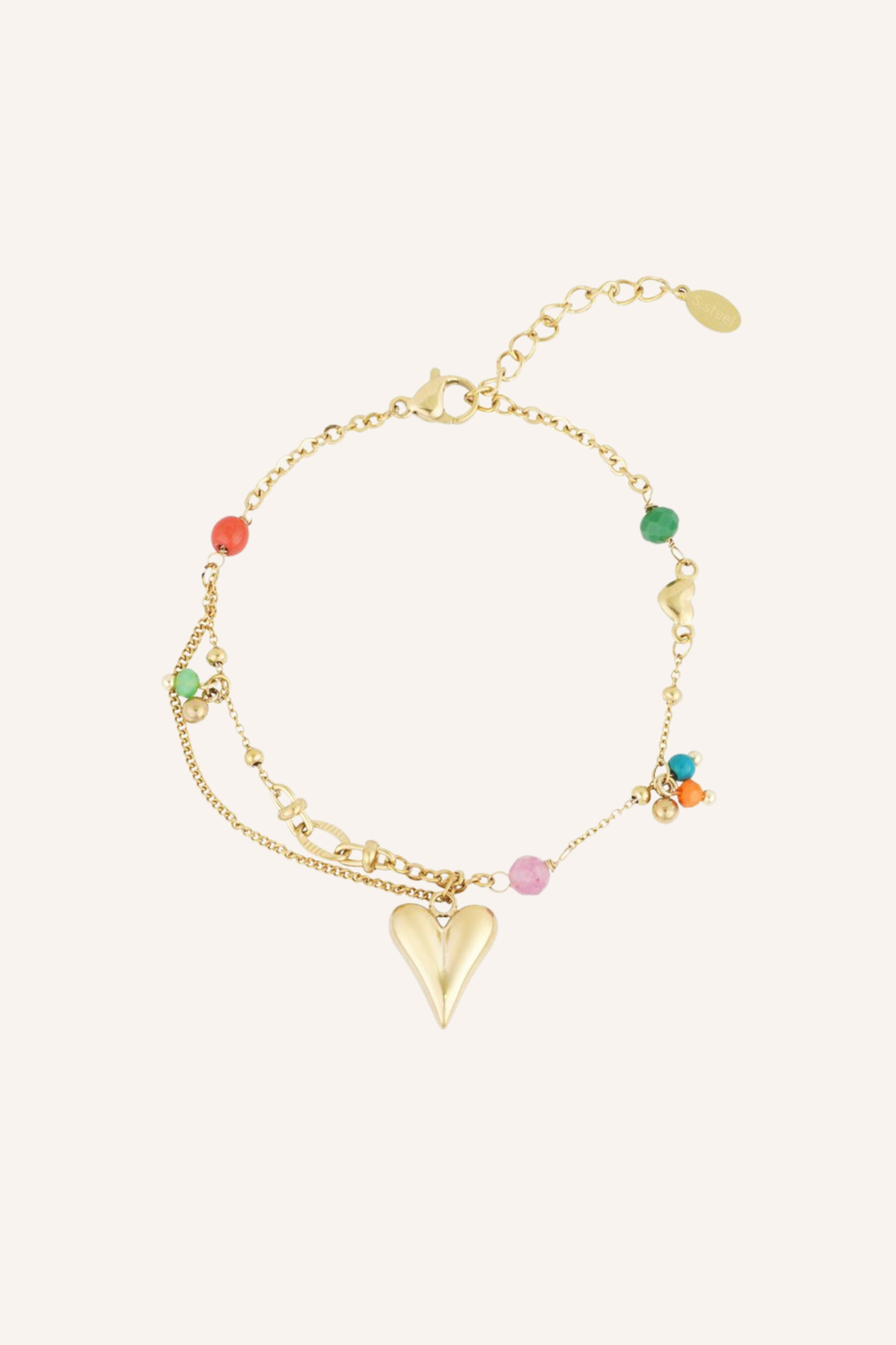 Armband gekleurde kraaltjes | Goud