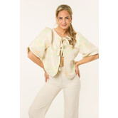 Emmely jacquard top met strikjes | Mintgroen