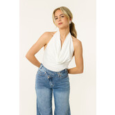 Sharon top met waterval hals | Wit
