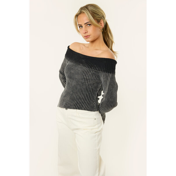 Lola Off Shoulder Top |Grijs