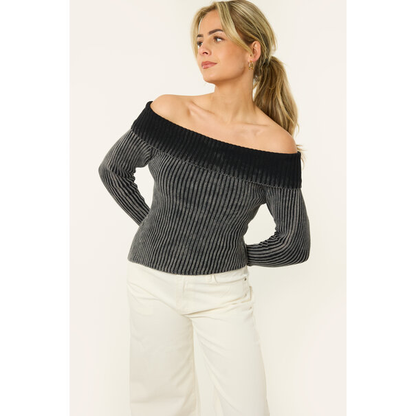 Lola Off Shoulder Top |Grijs