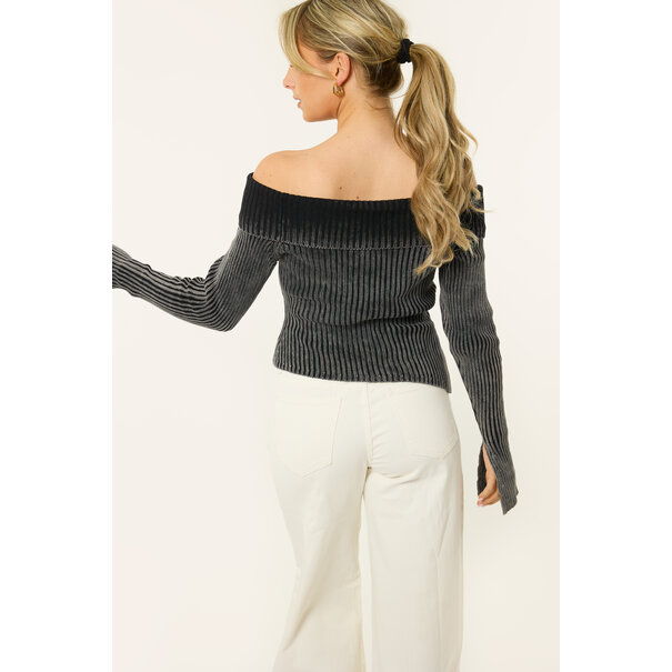 Lola Off Shoulder Top |Grijs