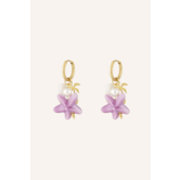 Oorbel palmboom zeester | Lila/goud
