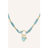Ketting stof | Lichtblauw/goud