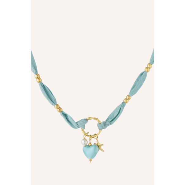 Ketting stof | Lichtblauw/goud