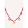 Ketting stof hart | Roze/goud