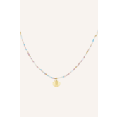 Ketting schelp | Lichtblauw/goud