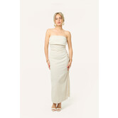 Madé linnen jurk met split | Beige
