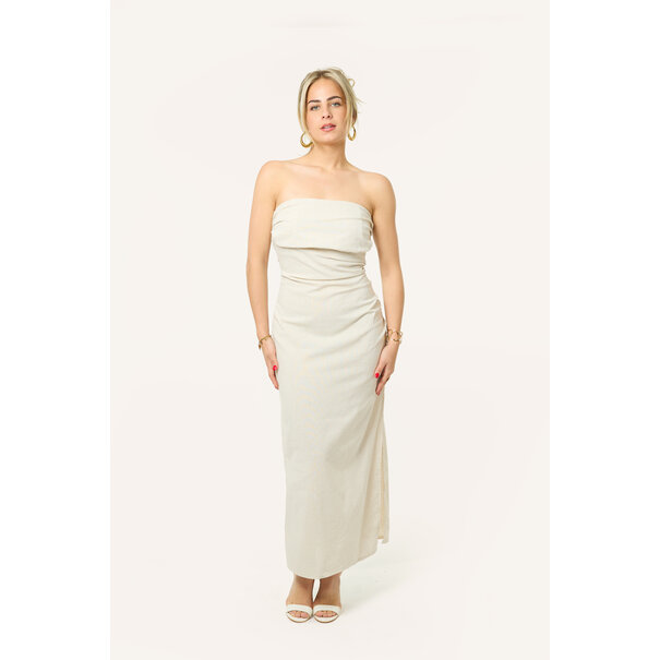 Madé linnen jurk met split | Beige