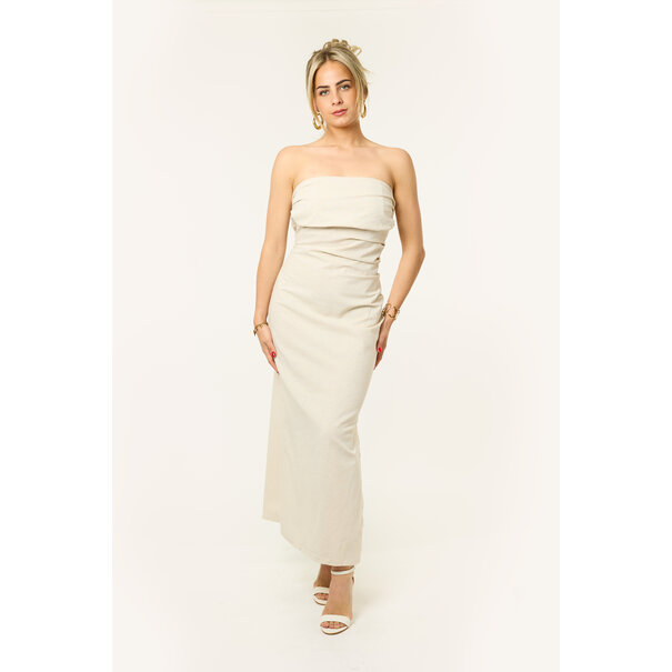 Madé linnen jurk met split | Beige