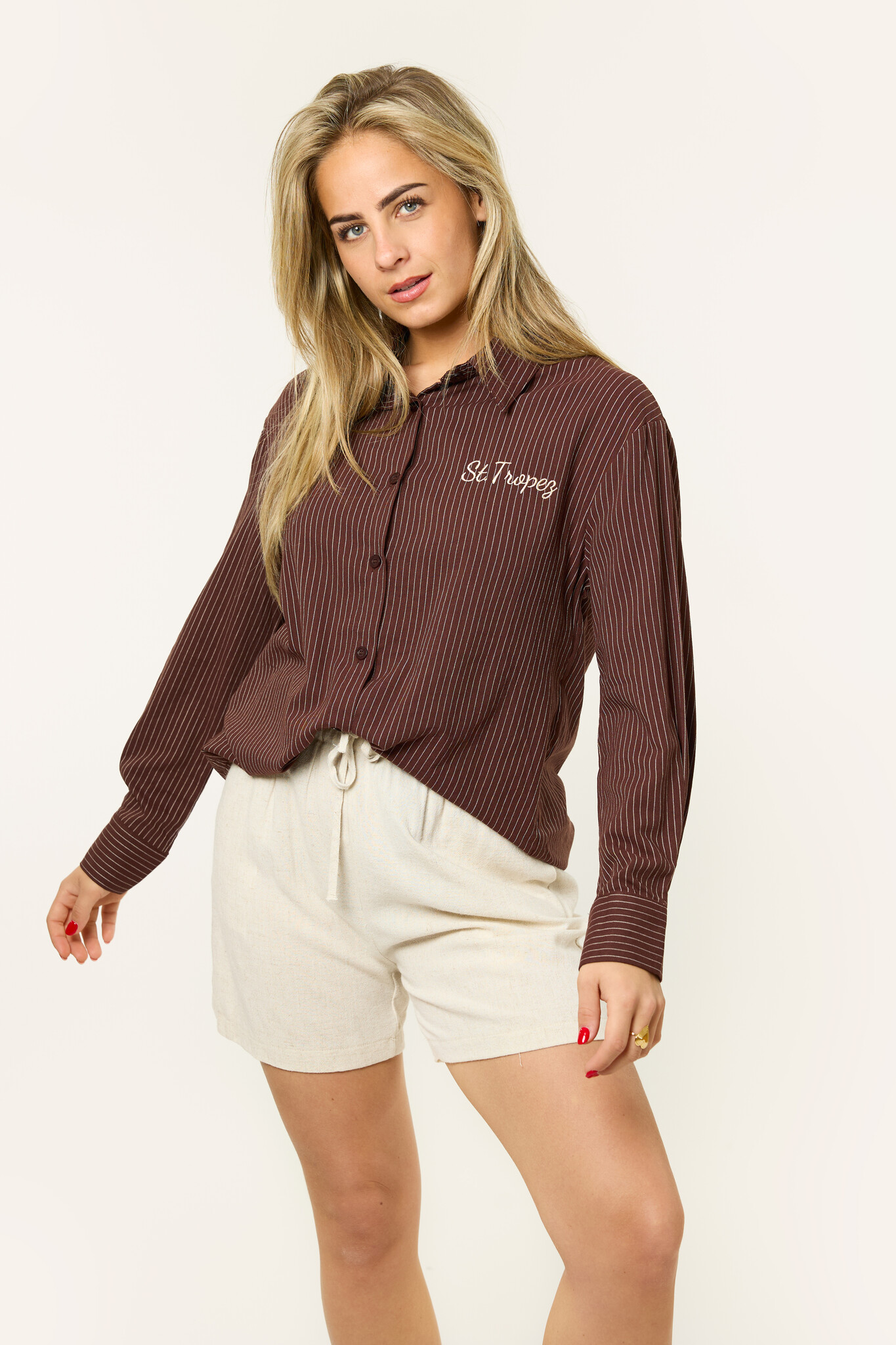St. Tropez gestreepte blouse | Bruin