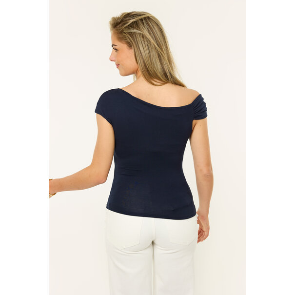 Puck one shoulder top | Donkerblauw