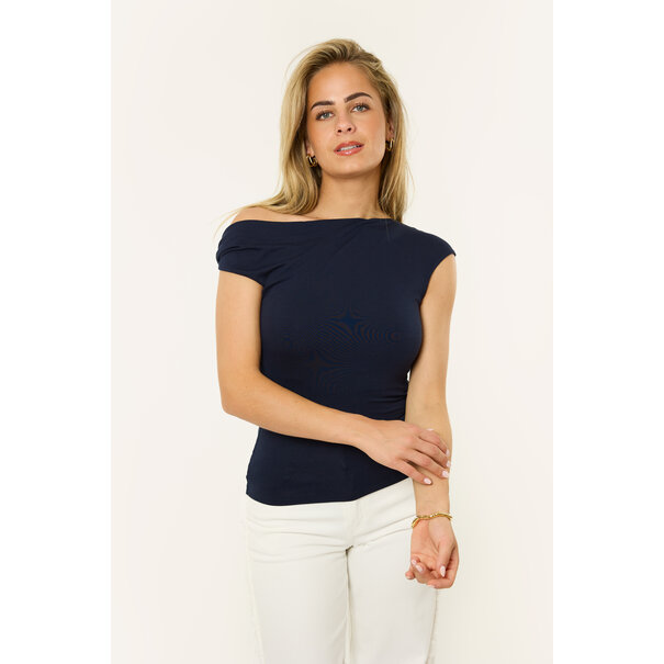Puck one shoulder top | Donkerblauw