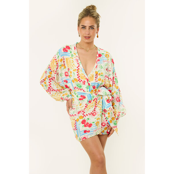Terry patronen overslag jurkje | Multicolor