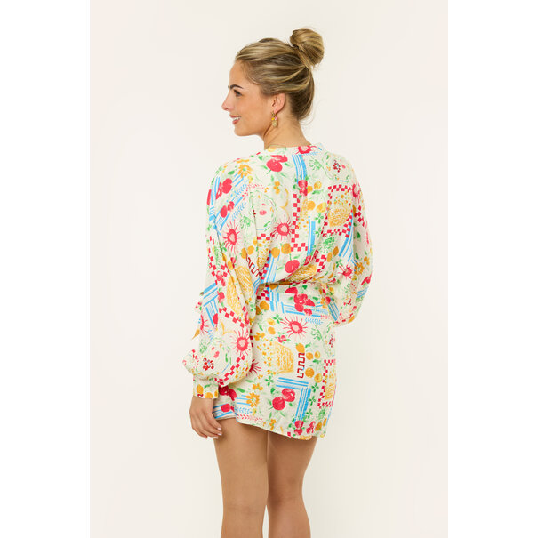 Terry patronen overslag jurkje | Multicolor