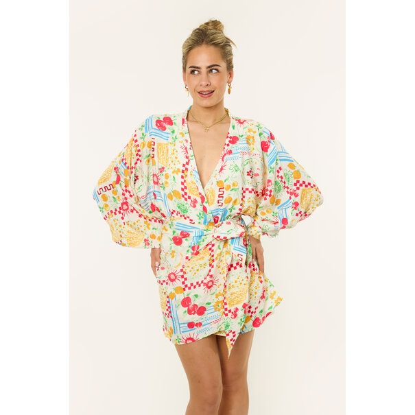 Terry patronen overslag jurkje | Multicolor