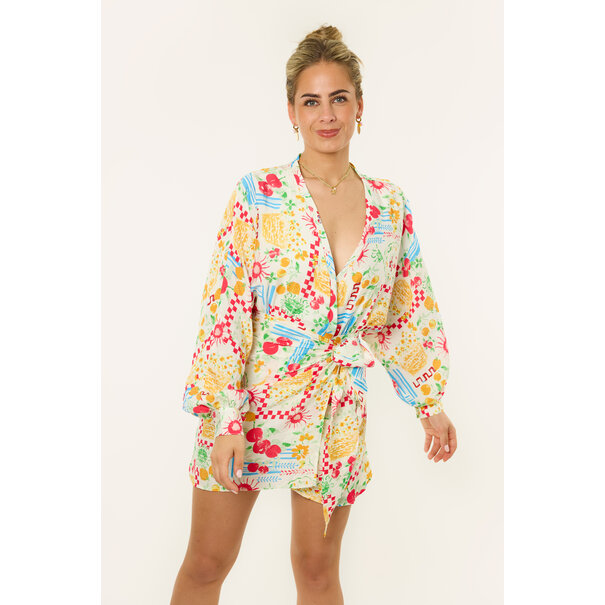 Terry patronen overslag jurkje | Multicolor