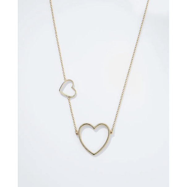 Ketting groot hart klein hart | Goud