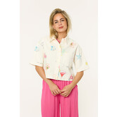 Donna denim blouse met tropische print | Off white