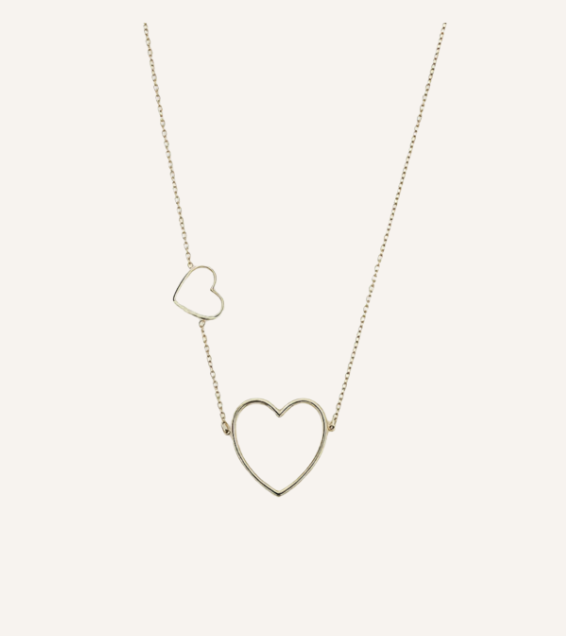 Ketting groot hart klein hart | Goud