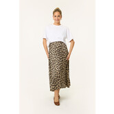 Leopard satijnen rok | Bruin