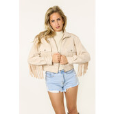 Chloe bomberjack met franjes | Beige