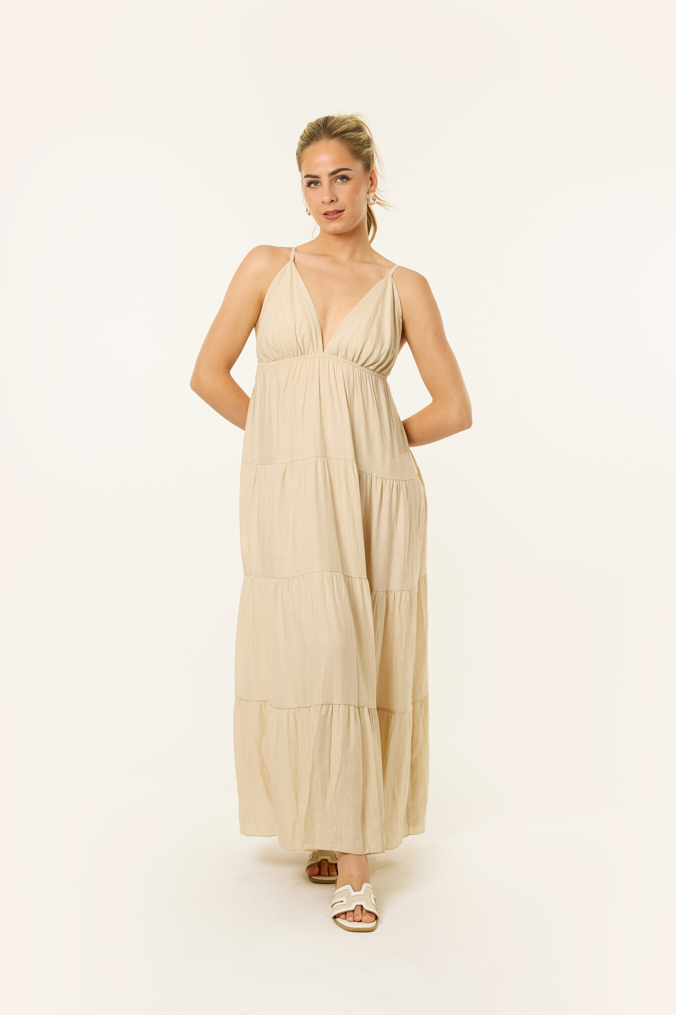 Nola lange jurk | Beige