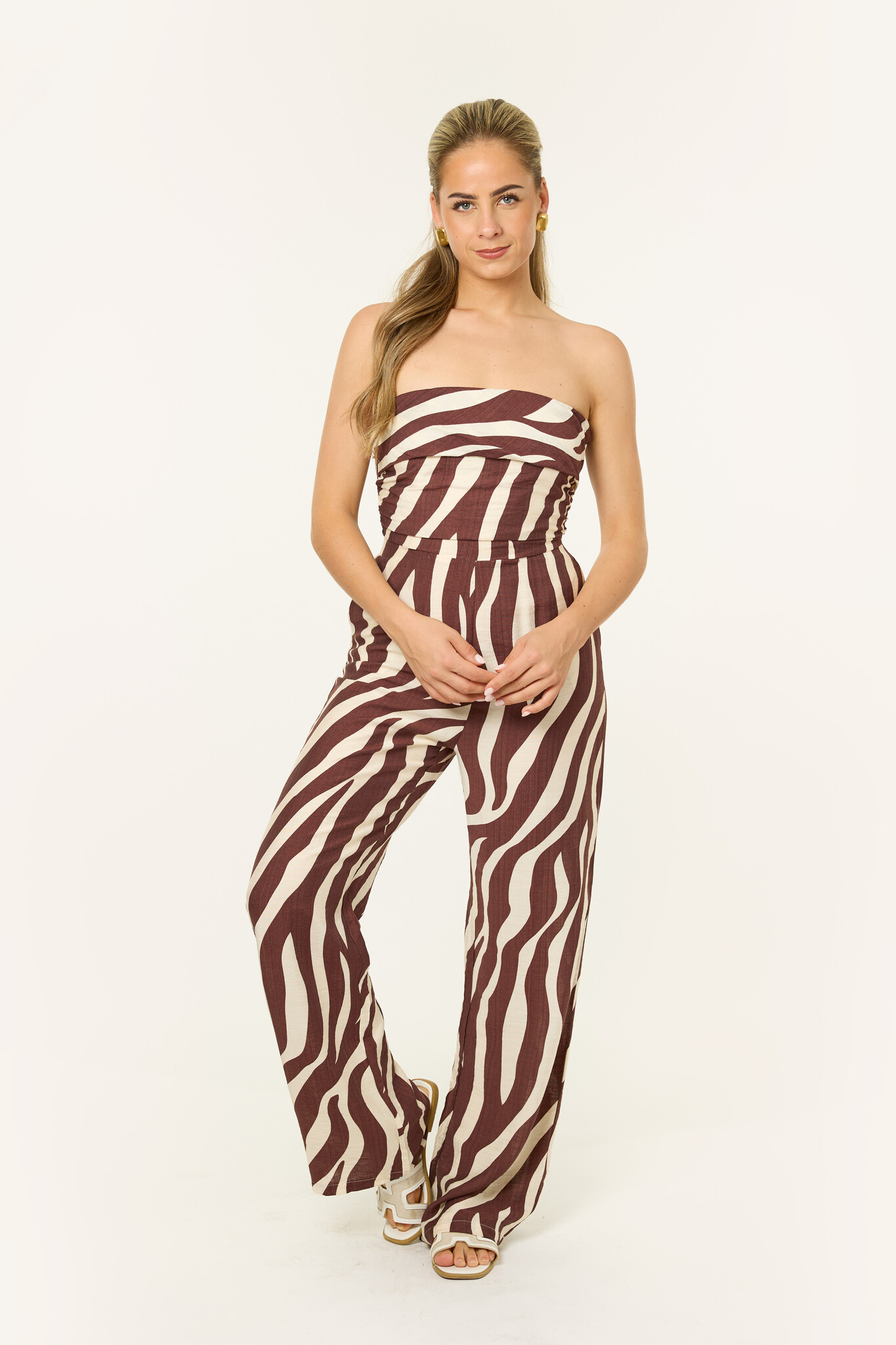 Nine zebra jumpsuit | Bruin/off white