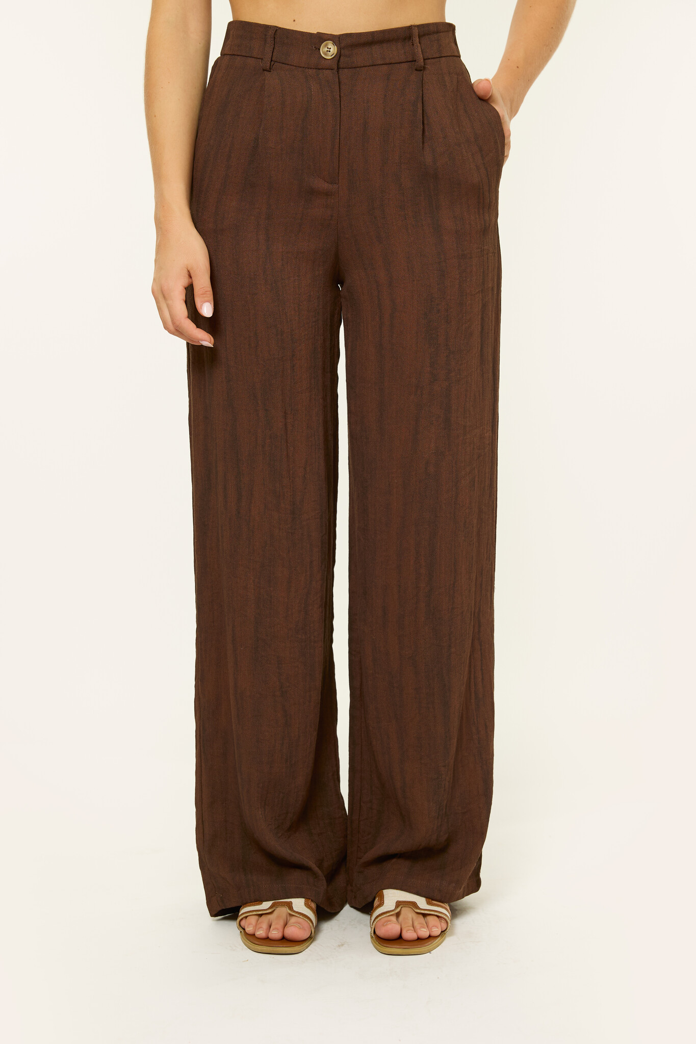 Jessy linnen pantalon | Bruin