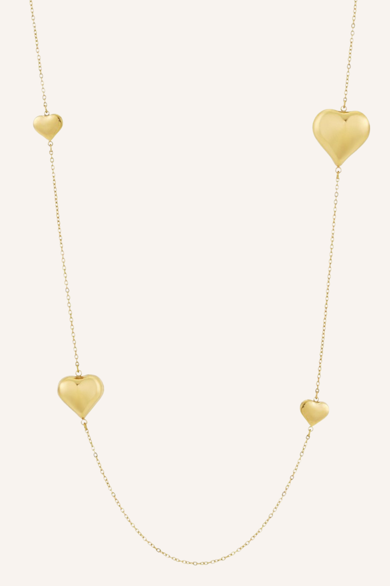 Lange ketting met hartjes | Goud