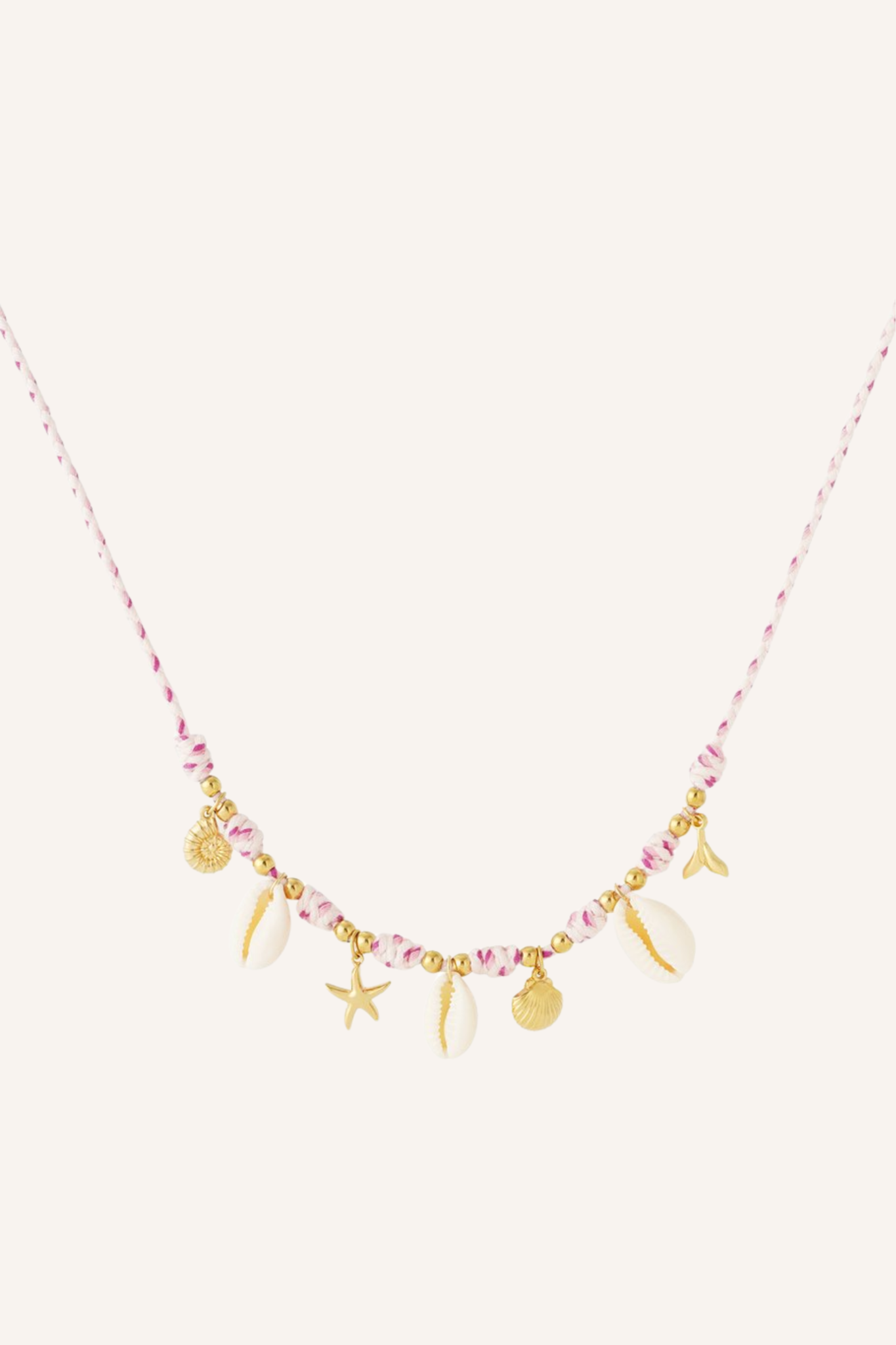 Schelpen ketting touw | Roze
