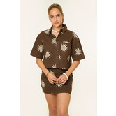 Coco blouse met zonnetjes print | Bruin