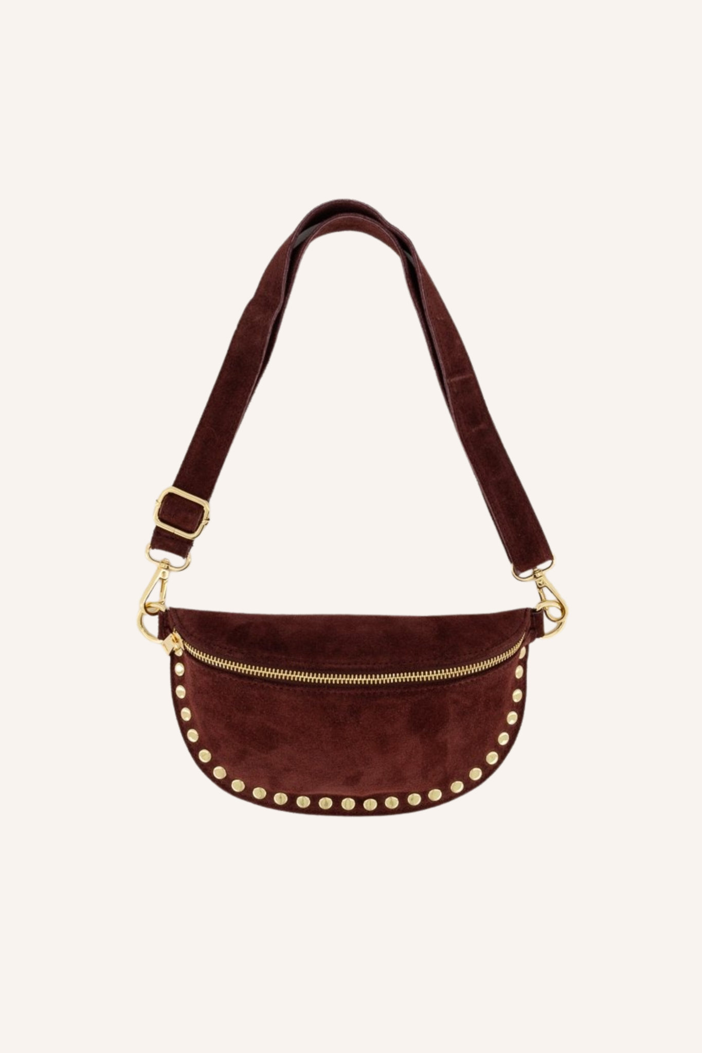 Jazz suede crossbody met studs | Cherry red