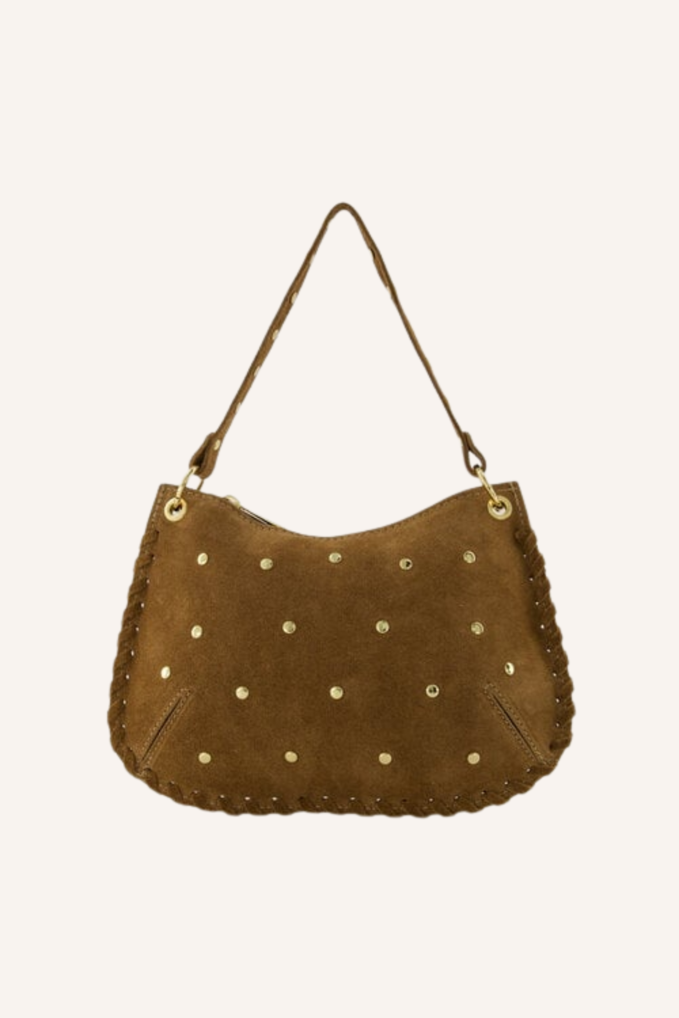 Cleo suede handtas met studs | Taupe
