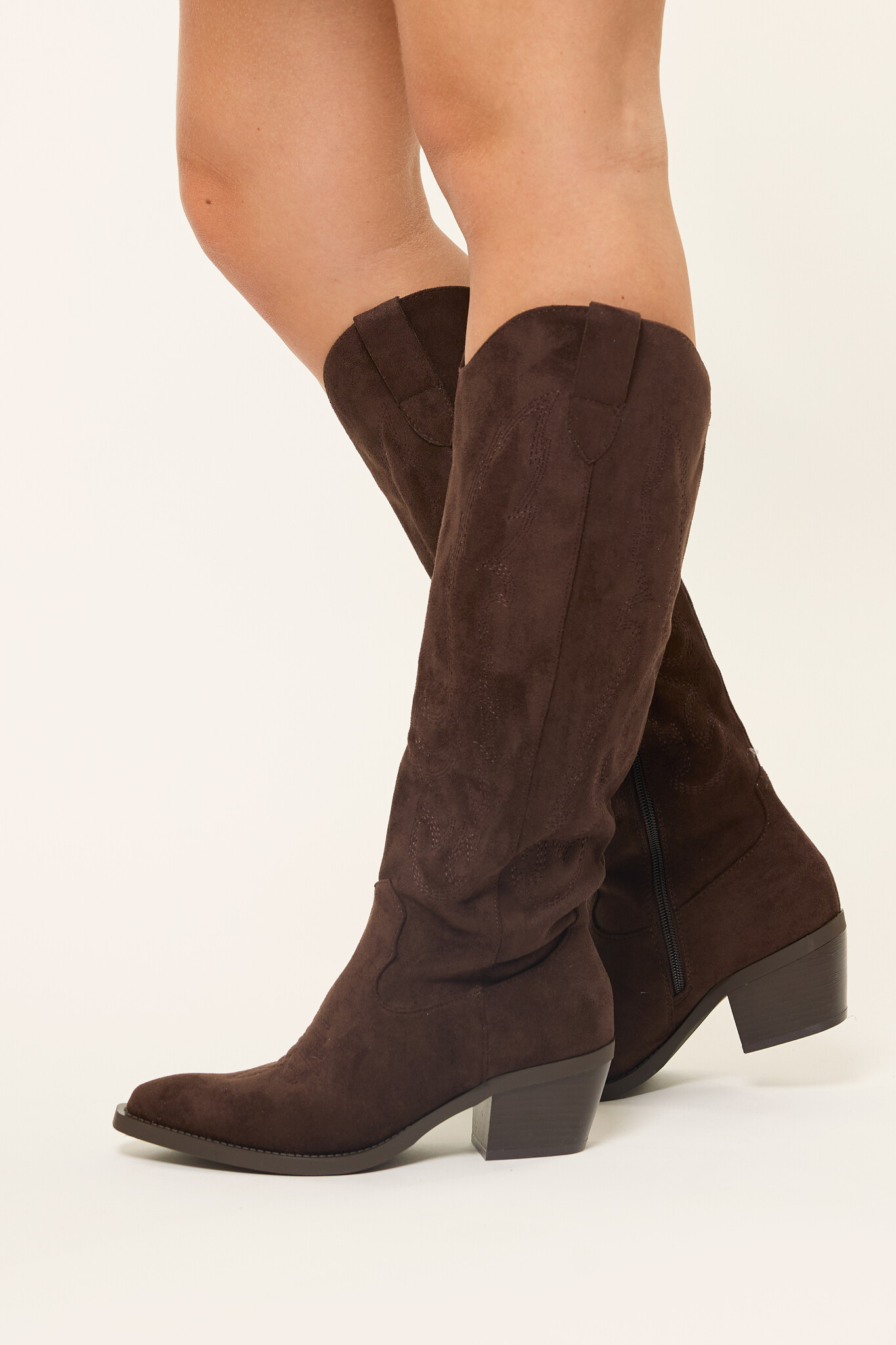 Suède hoge cowboylaarzen | Bruin