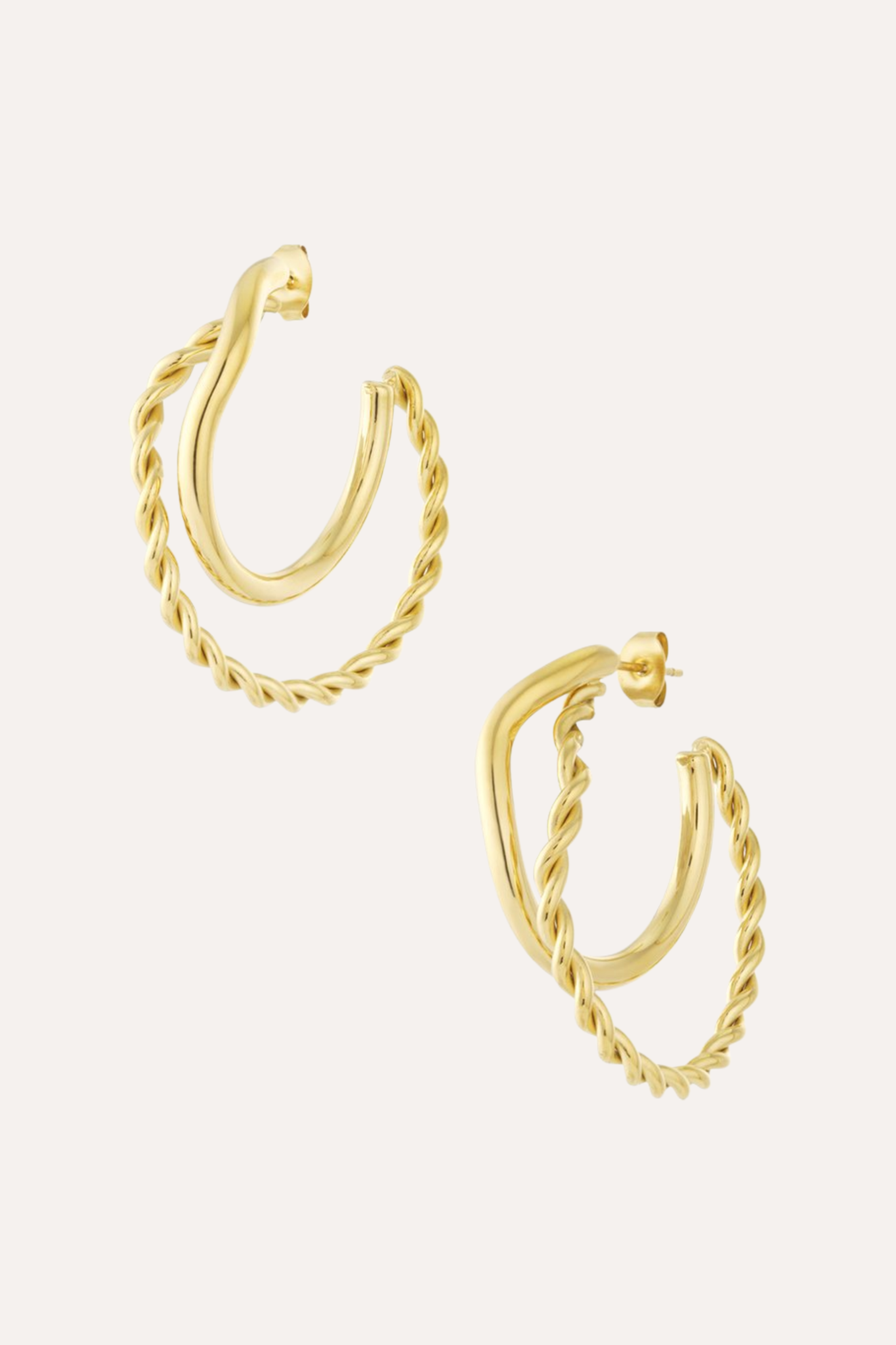 Oorbel dubbele ring gedraaid | Goud