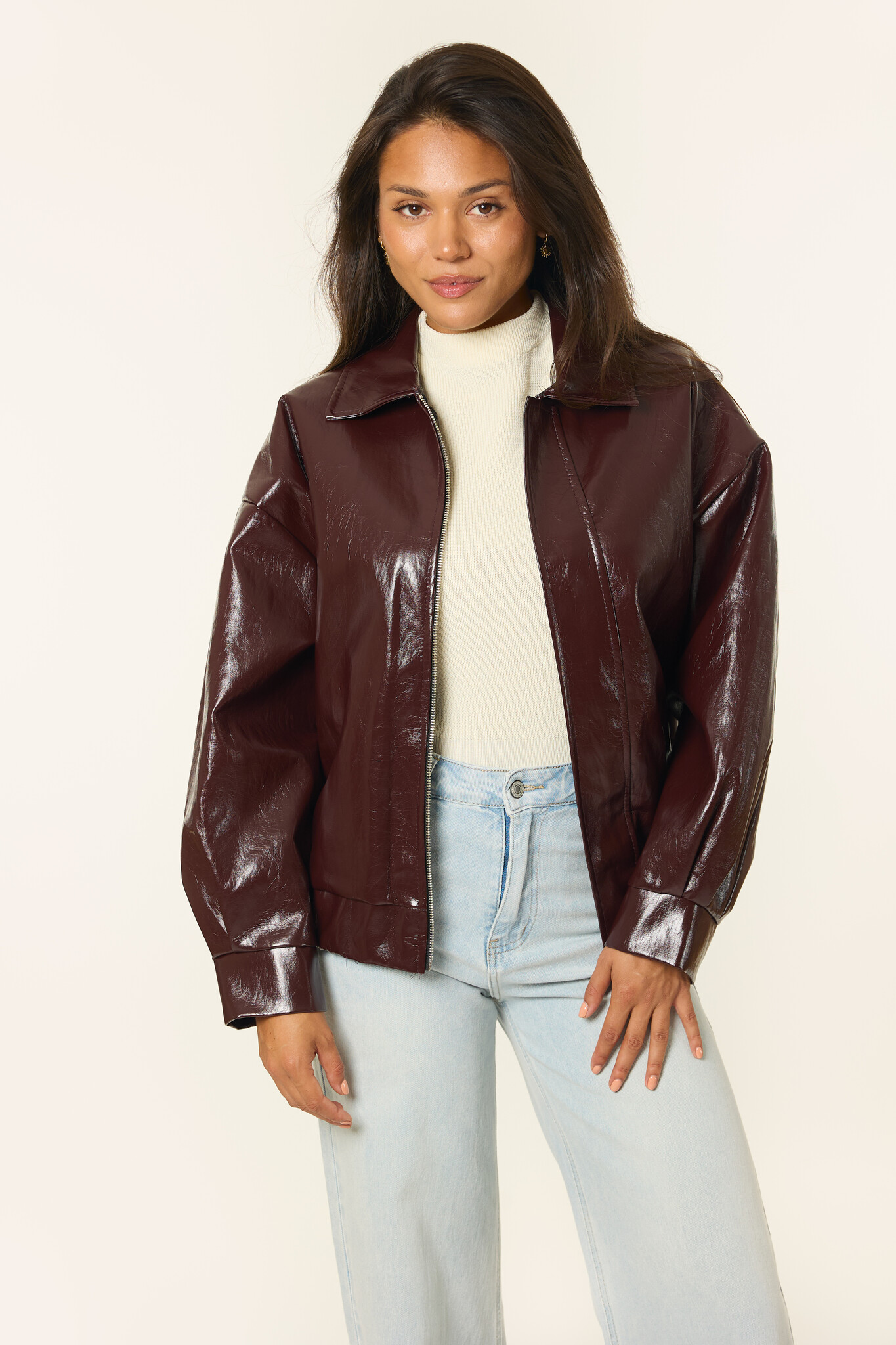 Pleun bomberjas leather look | Cherry red