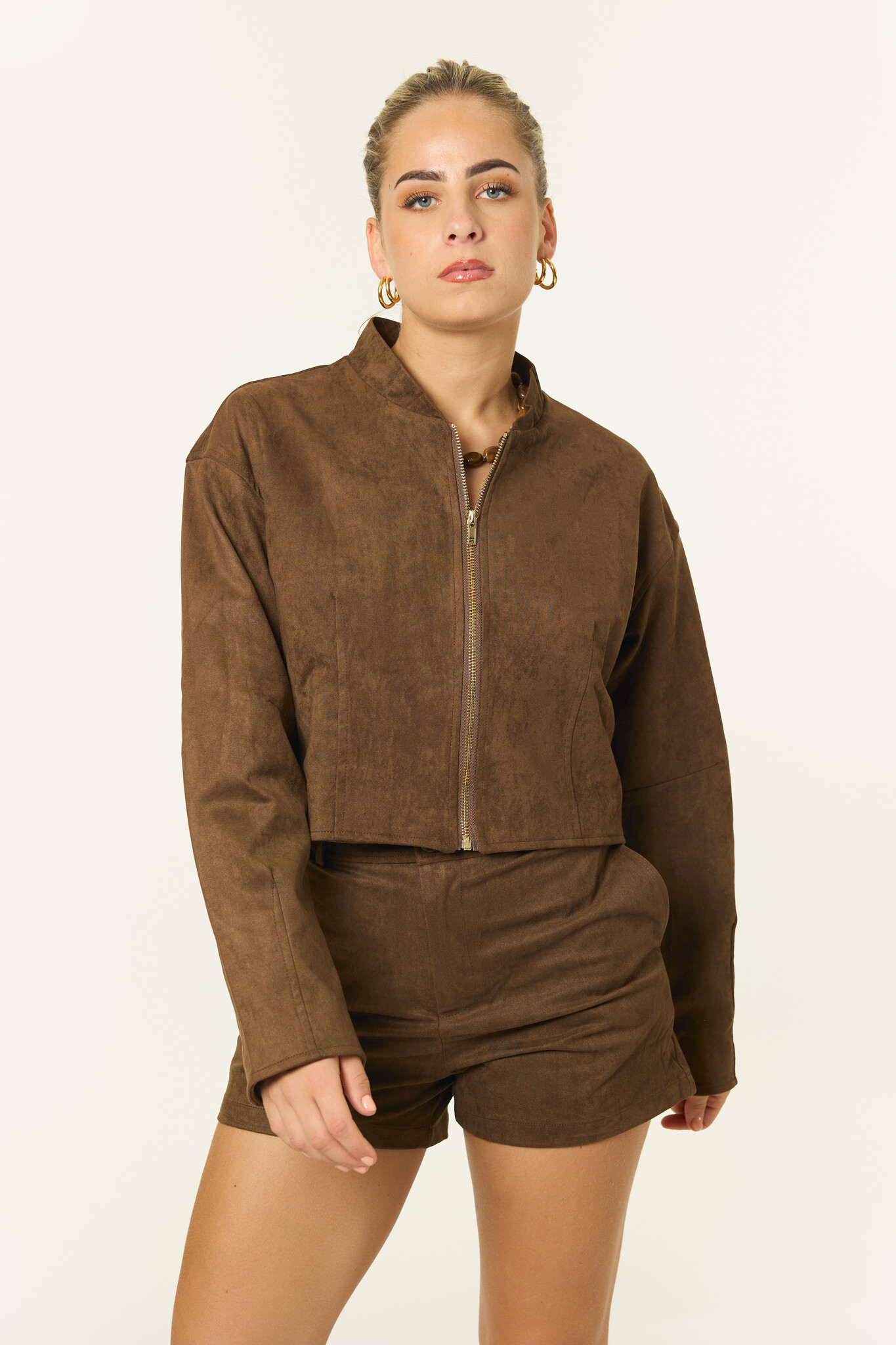 Liza bomberjas suede look | Bruin