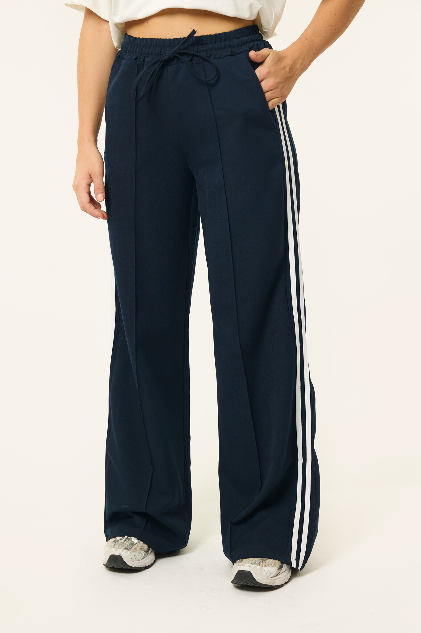 Lizzy pantalon met streep | Donkerblauw