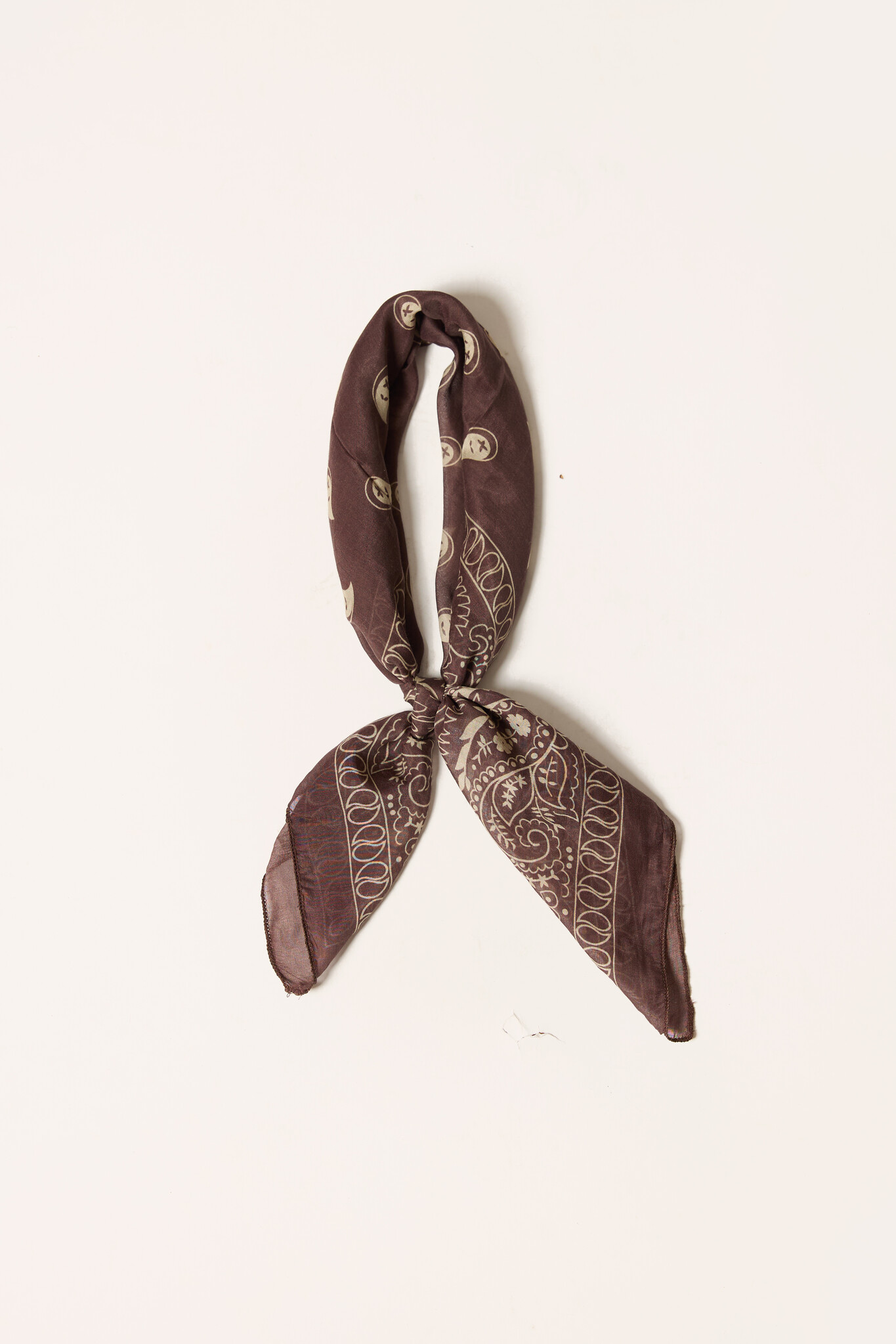 Sjaaltje met paisley print | Bruin/wit