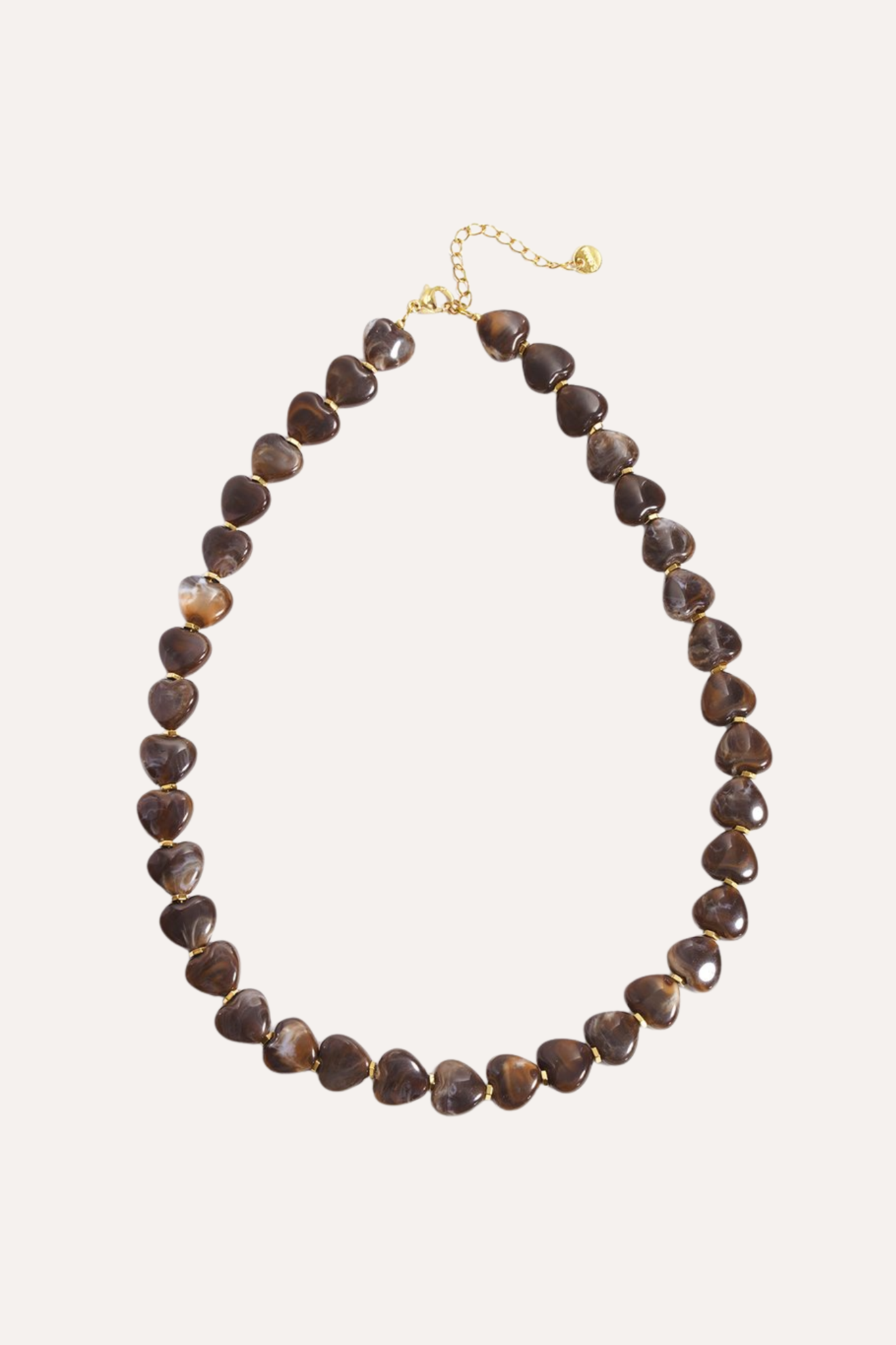 Kralenketting steen hartjes | Bruin