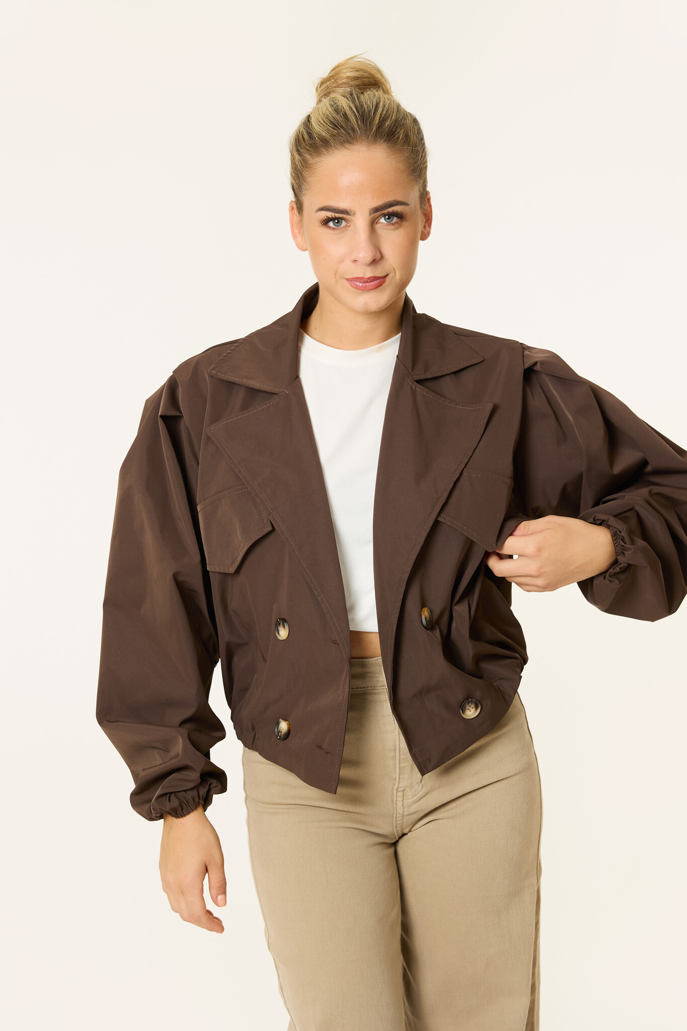 Lola korte trenchcoat | Bruin
